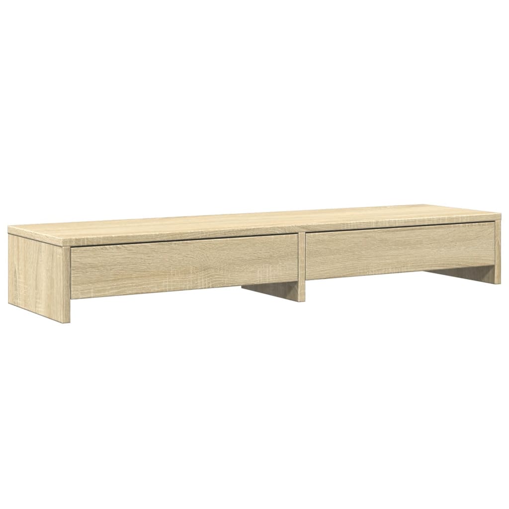 skærmstativ med skuffer Sonoma eg 100x27x15 cm konstrueret træ