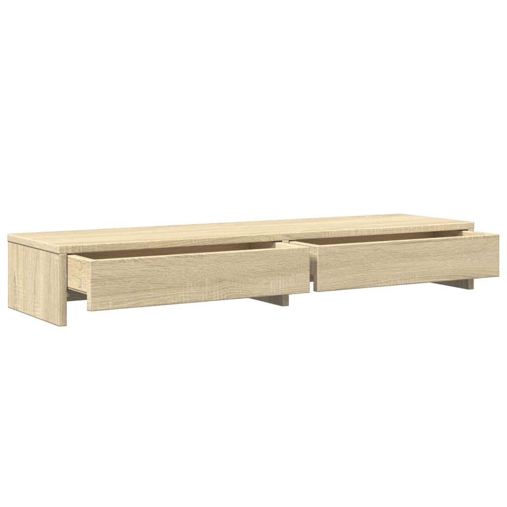 skærmstativ med skuffer Sonoma eg 100x27x15 cm konstrueret træ