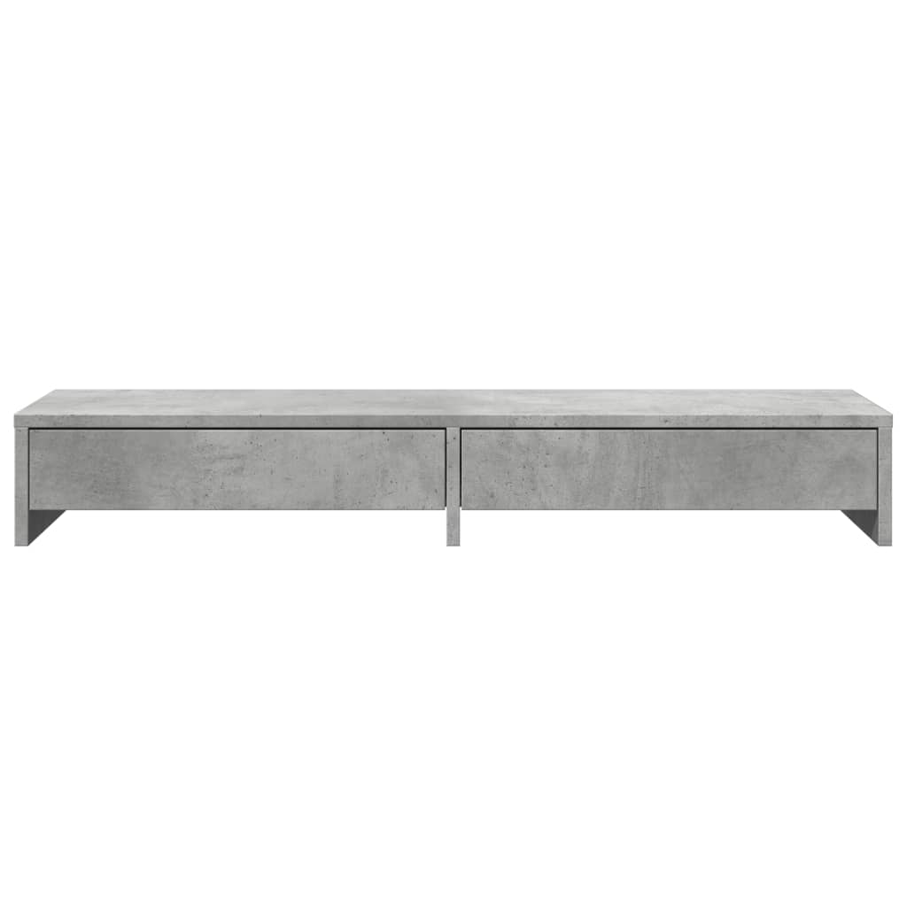skærmholder med skuffer 100x27x15 cm konstrueret træ betongrå