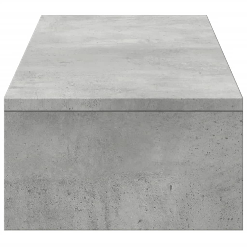 skærmholder med skuffer 100x27x15 cm konstrueret træ betongrå