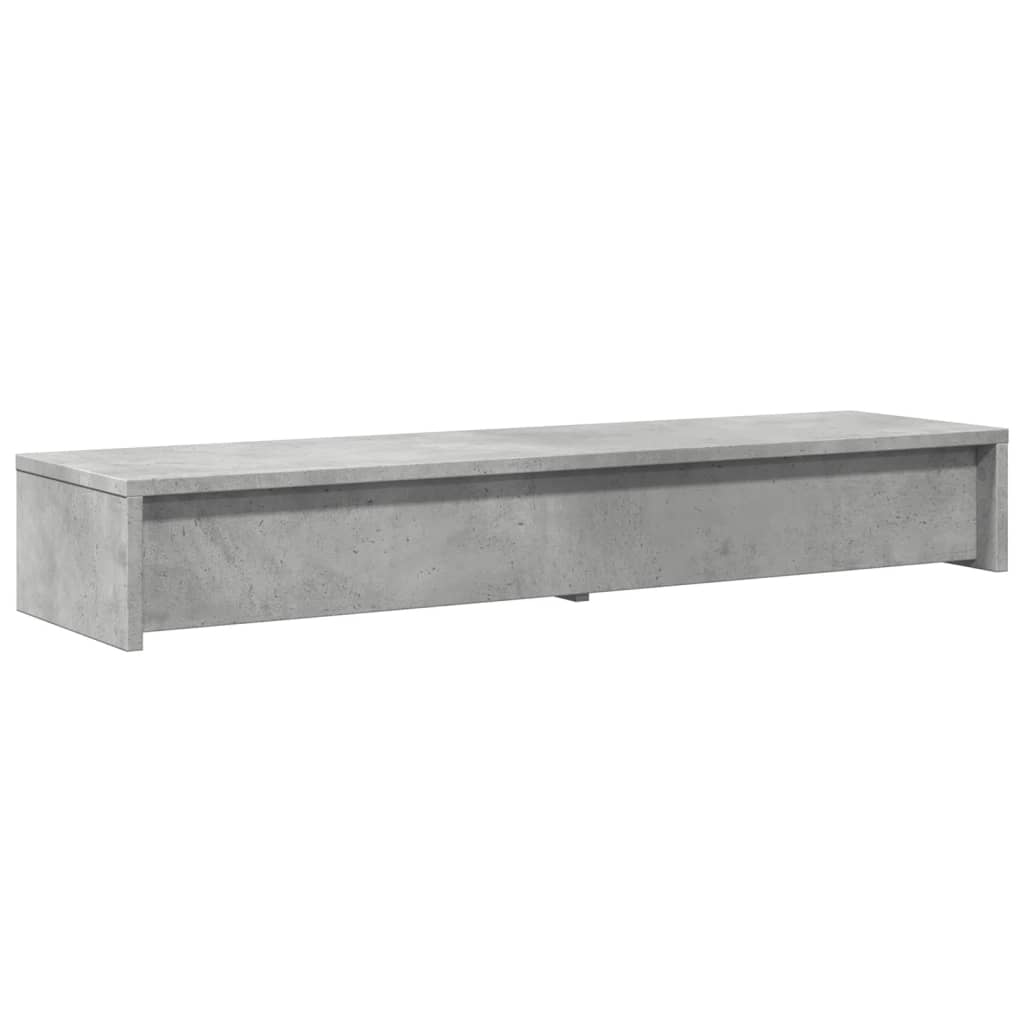skærmholder med skuffer 100x27x15 cm konstrueret træ betongrå