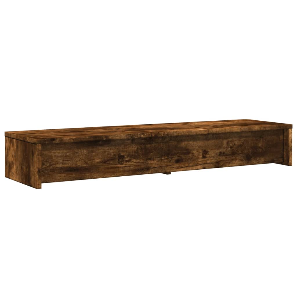 skærmholder med skuffer 100x27x15 cm konstrueret træ røget eg