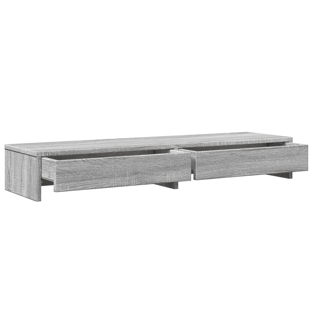 skærmstander med skuffer 100x27x15 cm konstrueret træ