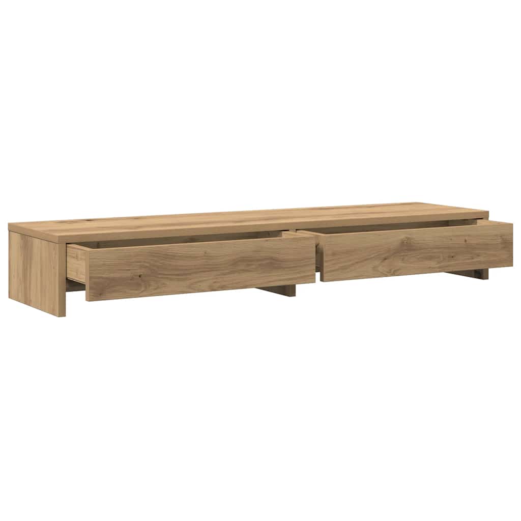 skærmholder med skuffer 100x27x15 cm konstrueret træ kunsteg