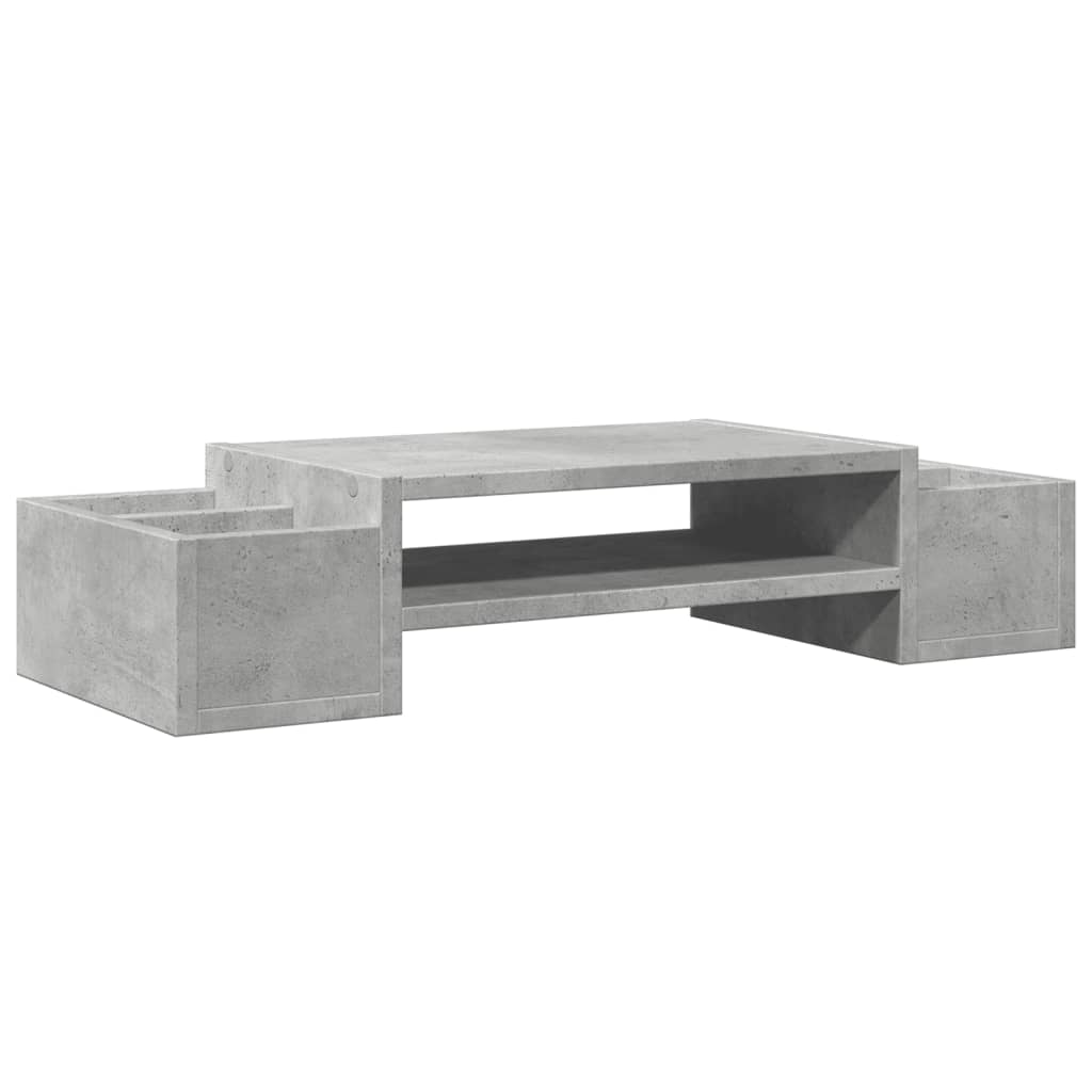 skærmholder med opbevaring 70x27x15 cm konstrueret træ betongrå