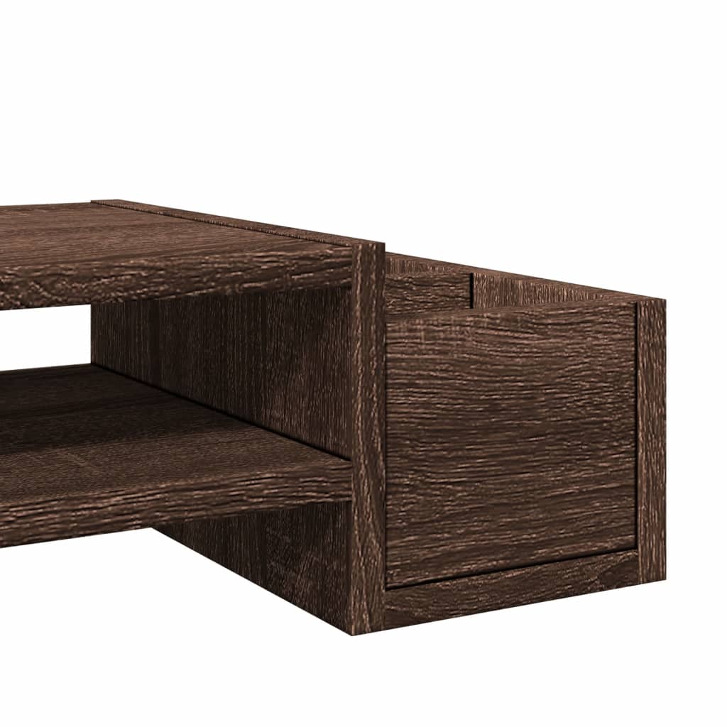 skærmholder med opbevaring 70x27x15 cm konstrueret træ brun eg