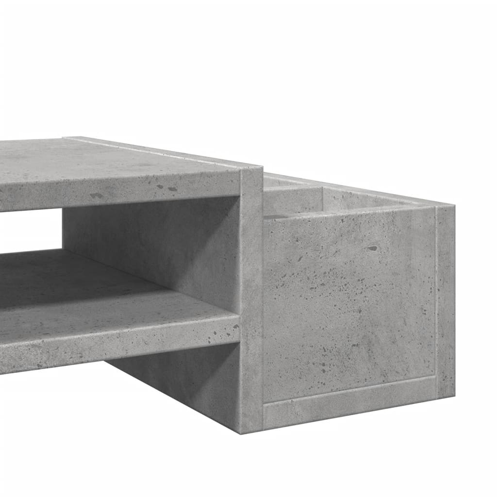 skærmholder med opbevaring 100x27x15cm konstrueret træ betongrå