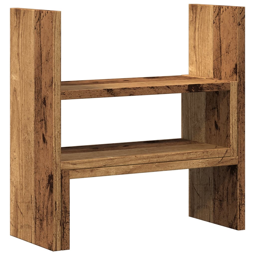 hylde til skrivebord 40x17x41 cm konstrueret træ antikt træ