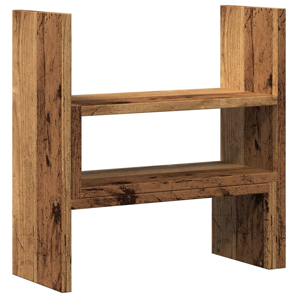 hylde til skrivebord 40x17x41 cm konstrueret træ antikt træ