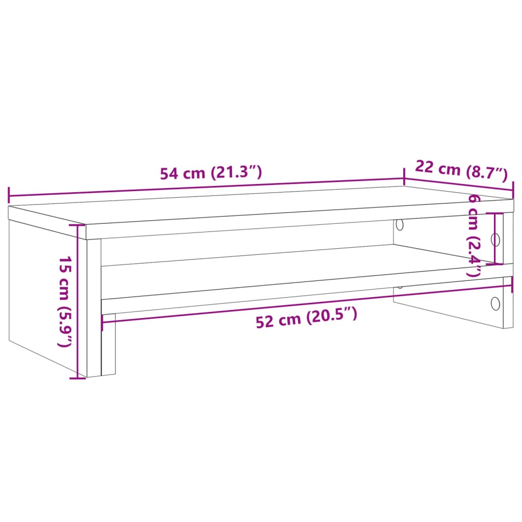 skærmstander 54x22x15 cm konstrueret træ røget egetræsfarve
