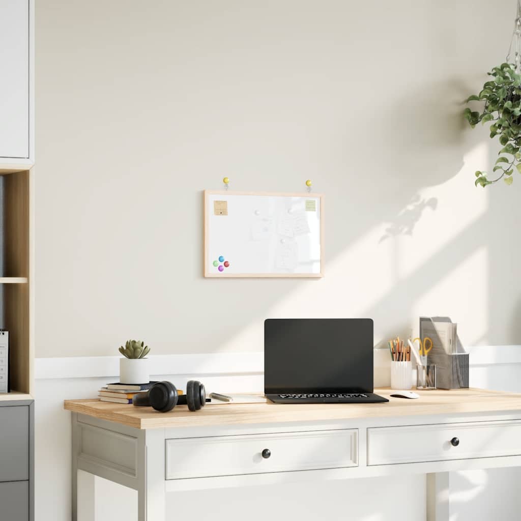 magnetisk whiteboardtavle med ramme af massivt fyrretræ 40x30cm billede