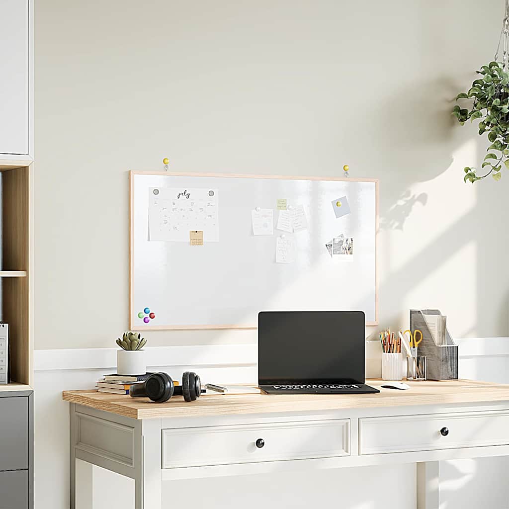 magnetisk whiteboardtavle med ramme i massivt fyrretræ 100x55 cm billede