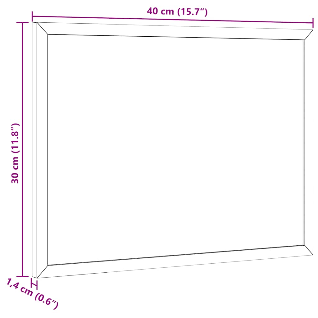 kridttavle med ramme af massivt fyrretræ 40x30 cm sort