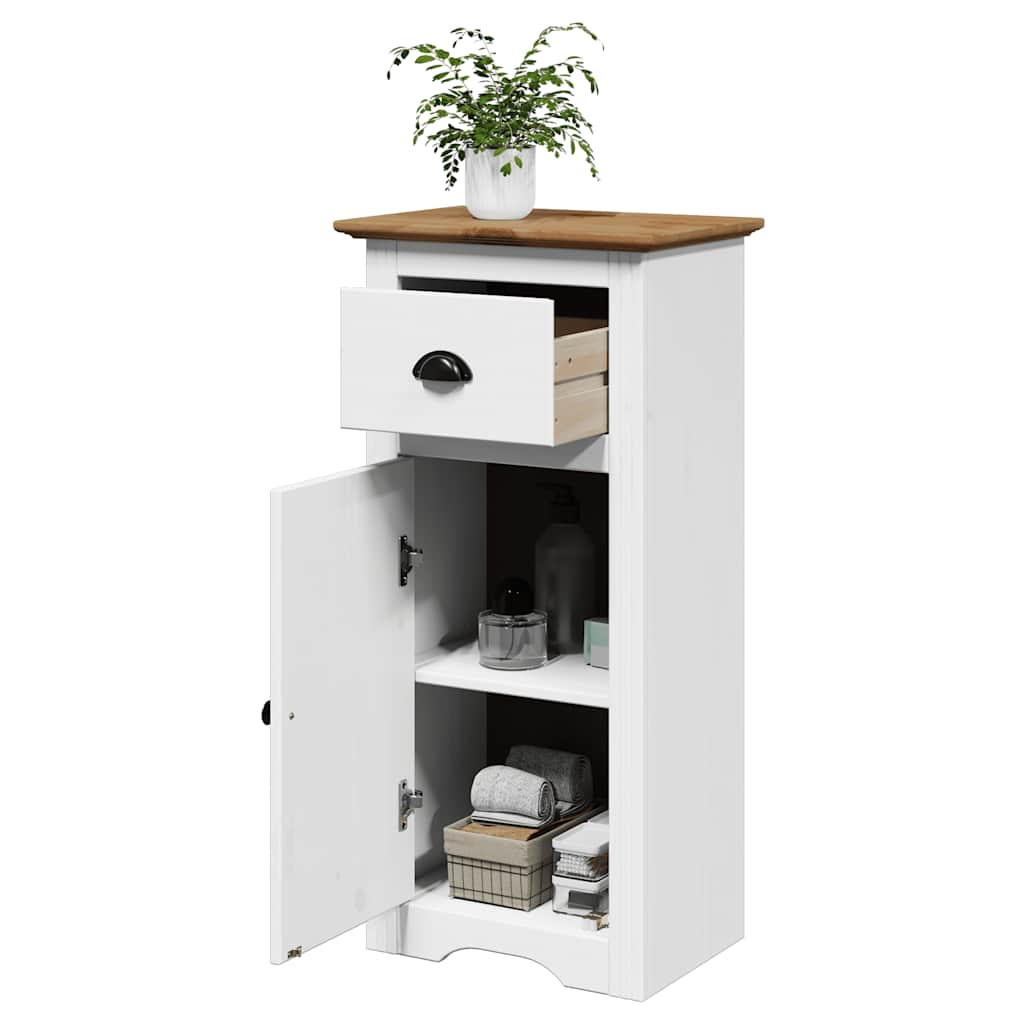 Badeværelsesskab BODO 44×30×90 cm - hvid/brun, med skuffe og låge