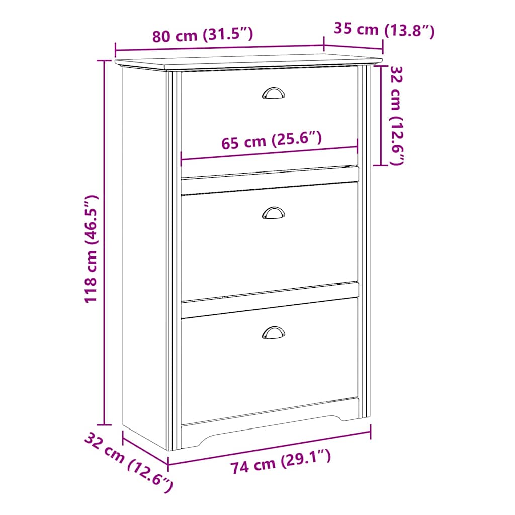 skoreol BODO 80x35x118 cm hvid og brun