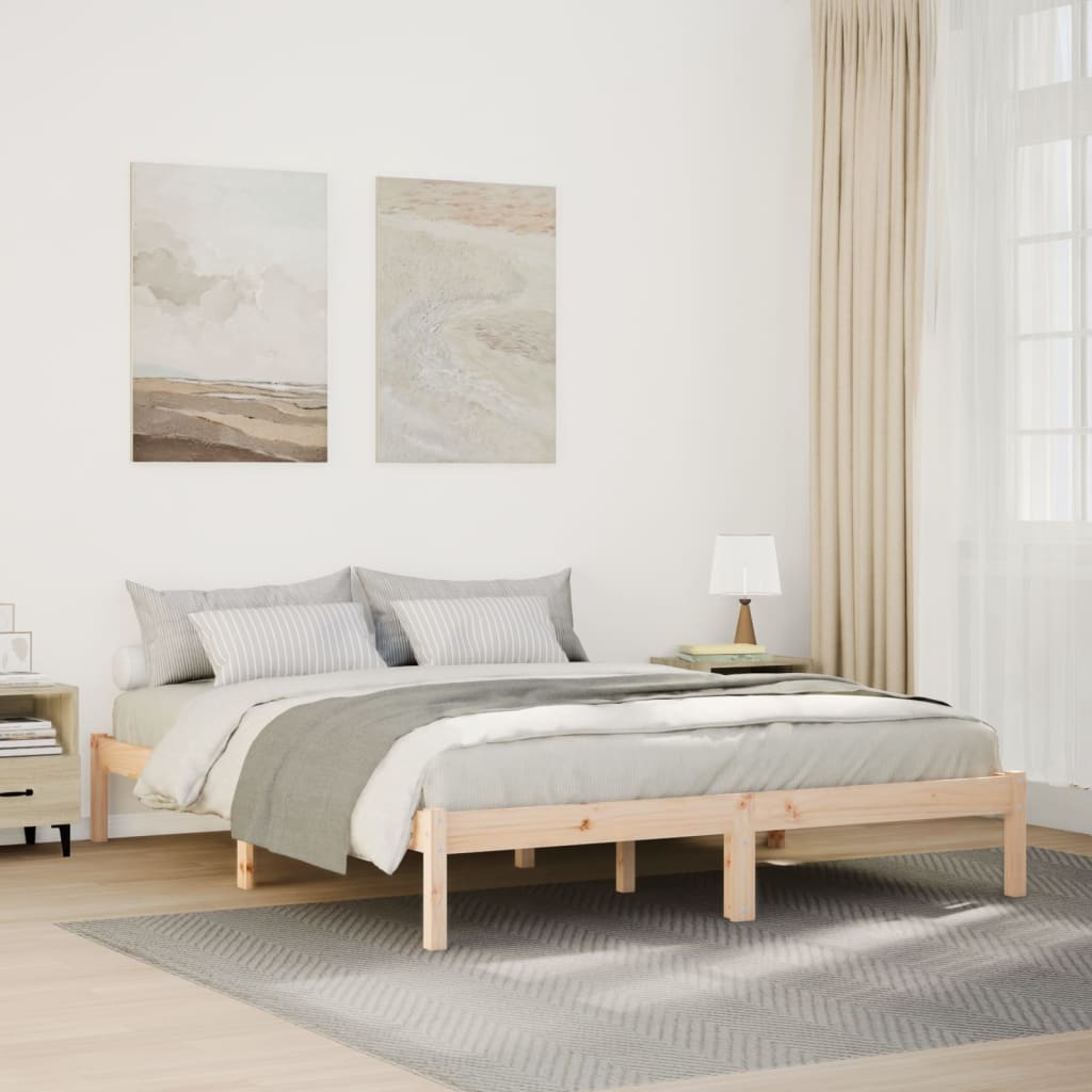 ekstra lang sengeramme uden madras 160x210 cm massivt fyrretræ