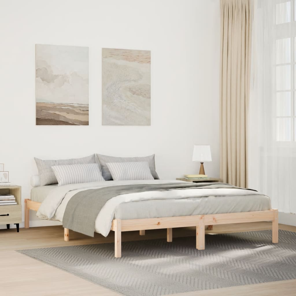 ekstra lang sengeramme uden madras 160x220 cm massivt fyrretræ