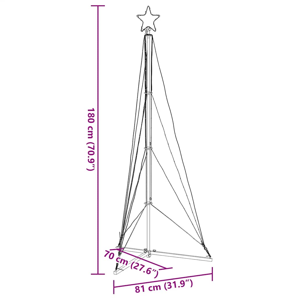 LED-juletræ 363 LED'er 182 cm blåt lys