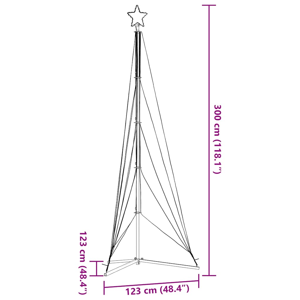 LED-juletræ 525 LED'er 302 cm blåt lys