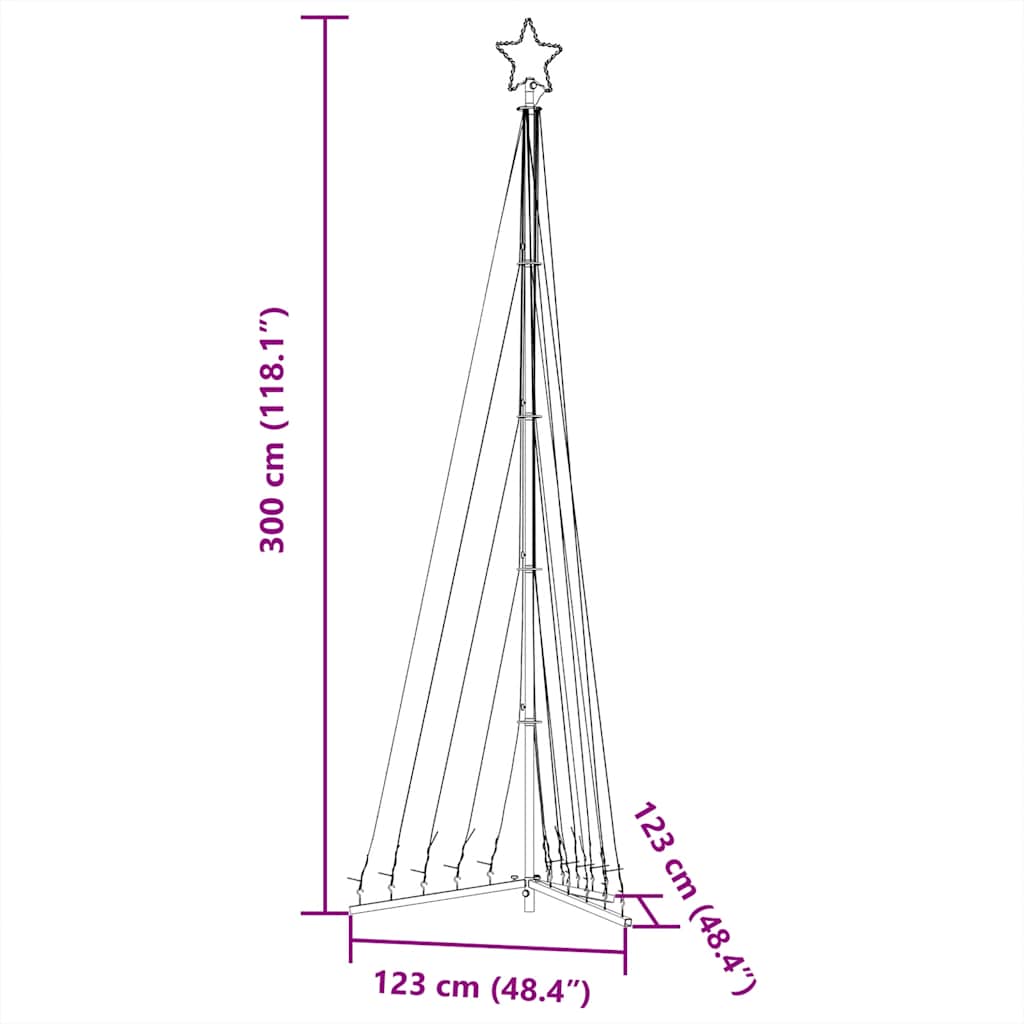 LED-juletræ 495 LED'er 300,5 cm blåt lys