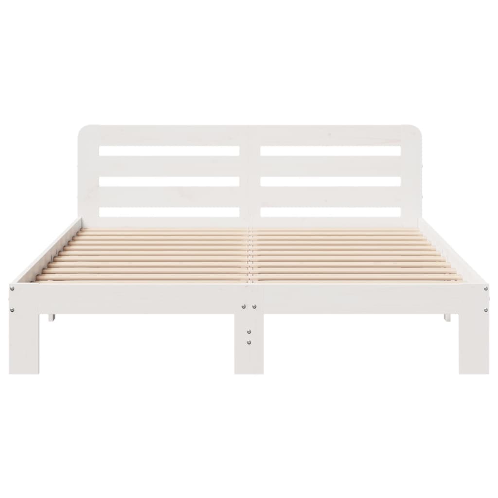 sengeramme uden madras 150x200 cm massivt fyrretræ hvid