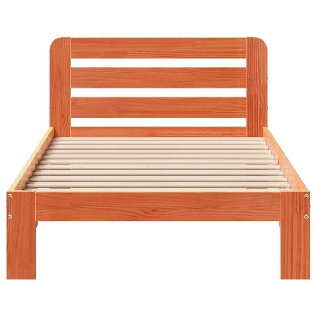 sengeramme uden madras 90x190 cm massivt fyrretræ gyldenbrun