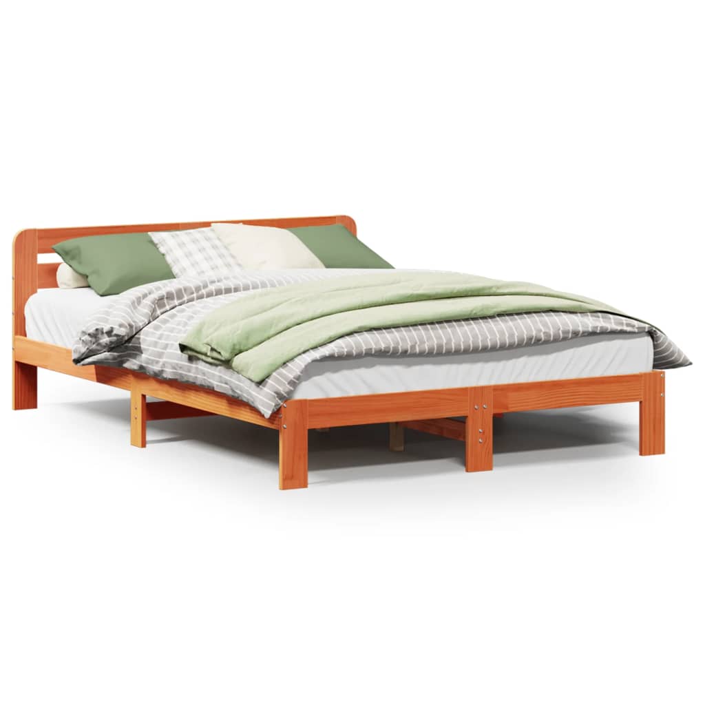 sengeramme uden madras 120x190 cm massivt fyrretræ gyldenbrun