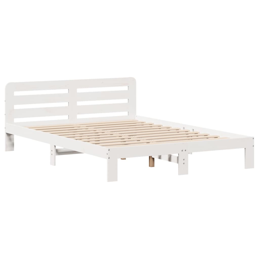sengeramme uden madras 135x190 cm massivt fyrretræ hvid