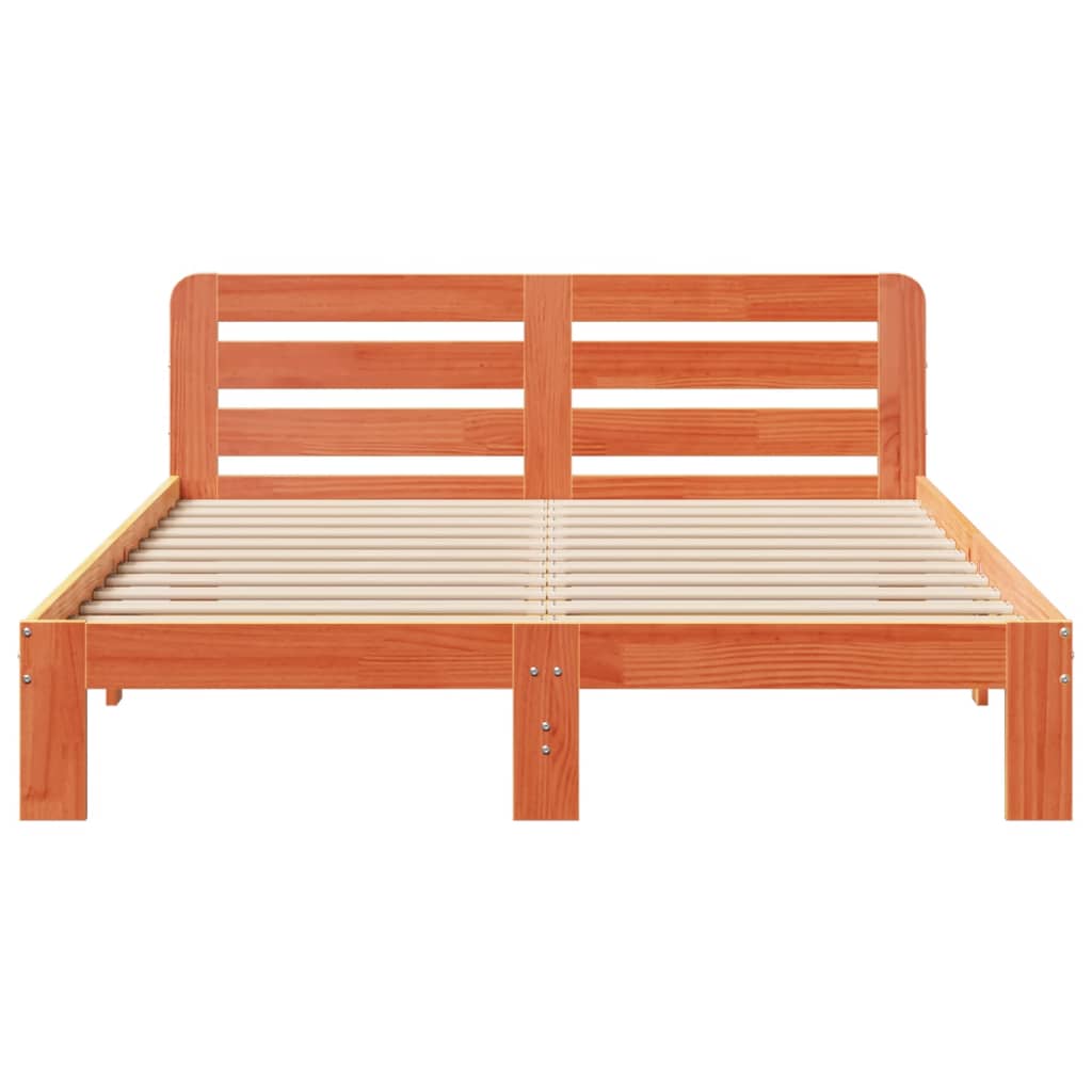 sengeramme uden madras 135x190 cm massivt fyrretræ brun