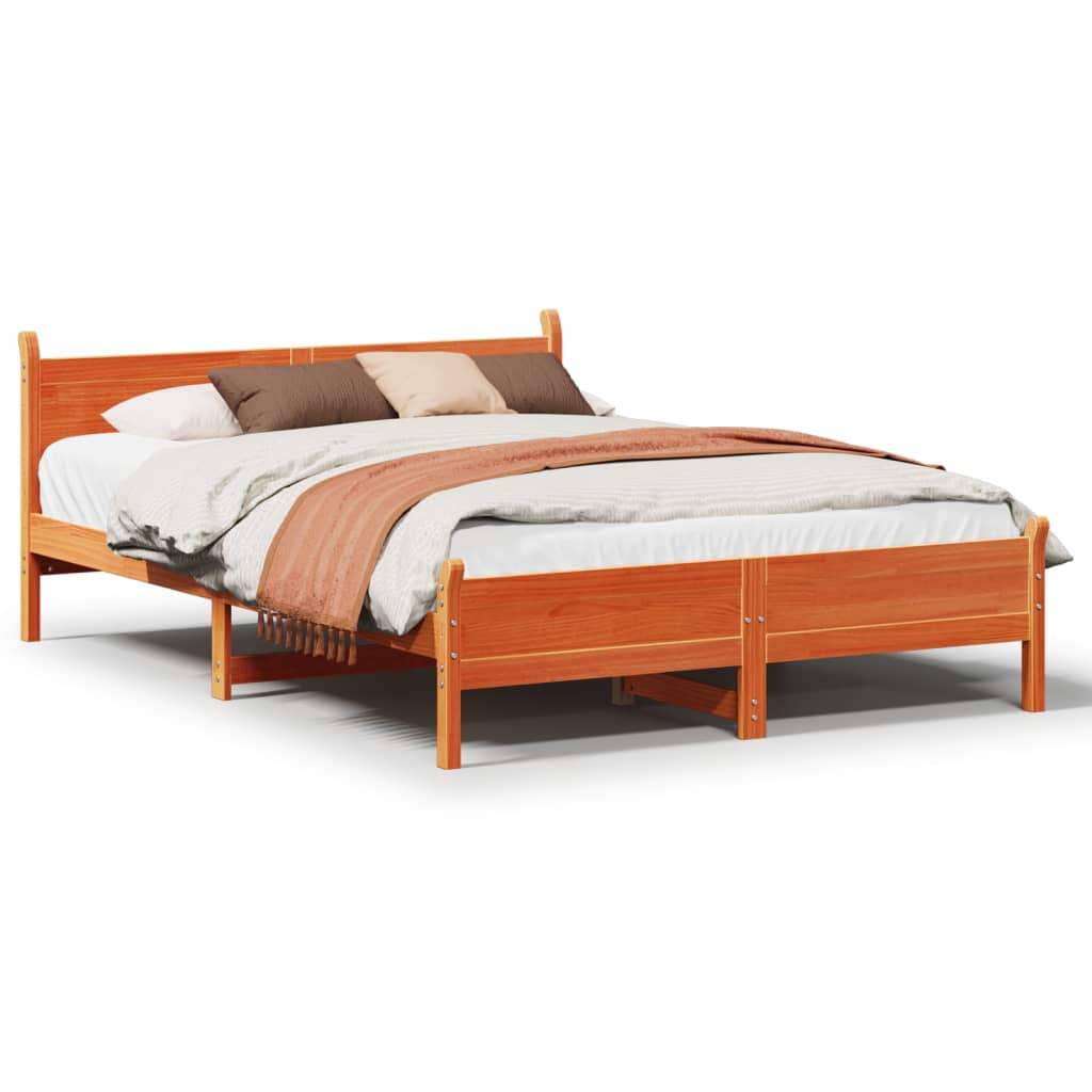 sengeramme uden madras 140x200 cm massivt fyr gyldenbrun