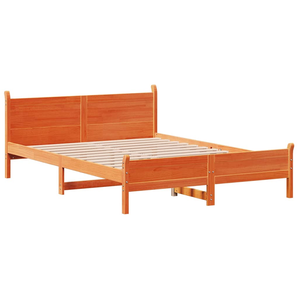 sengeramme uden madras 140x190 cm massivt fyrretræ gyldenbrun