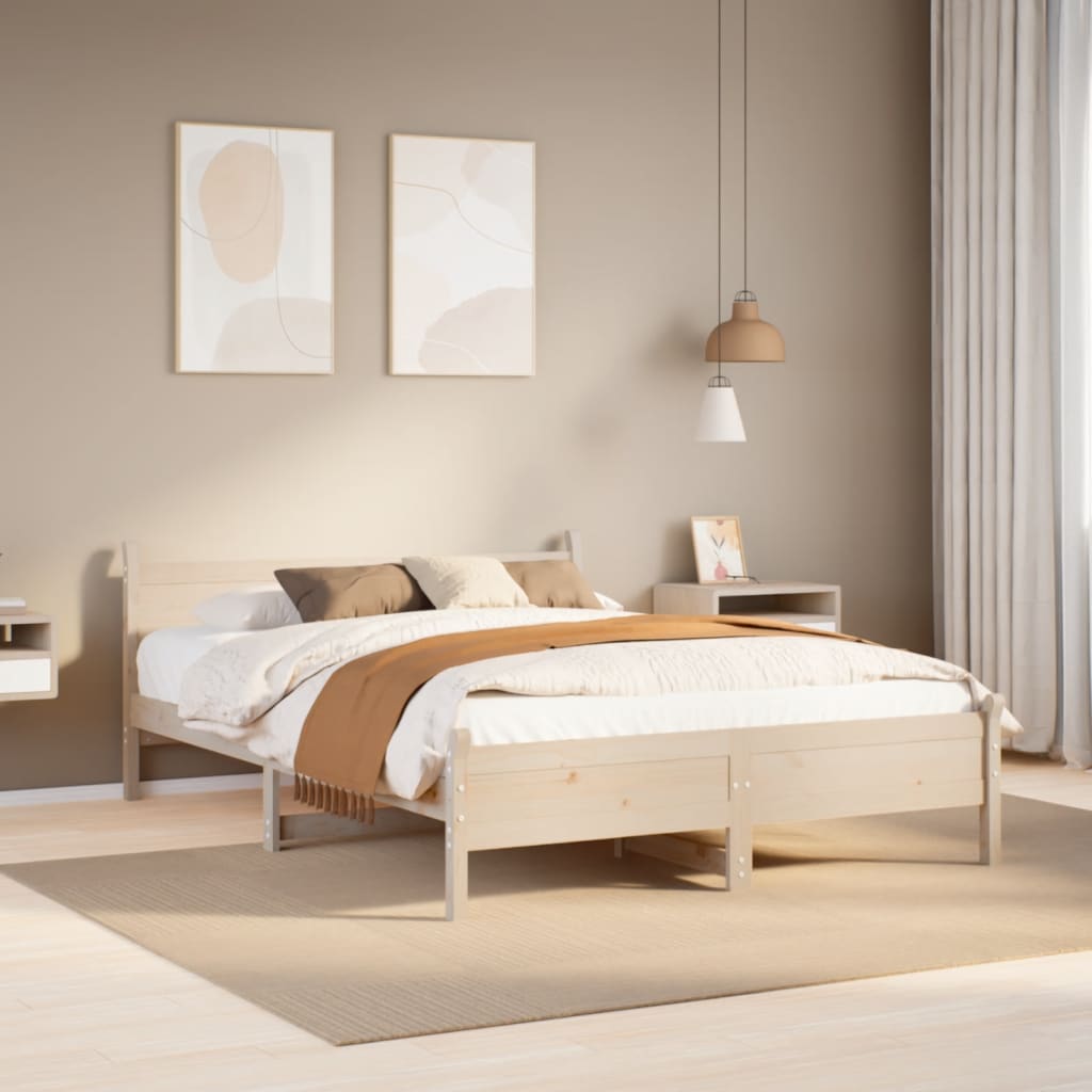 sengeramme uden madras 135x190 cm massivt fyrretræ hvid