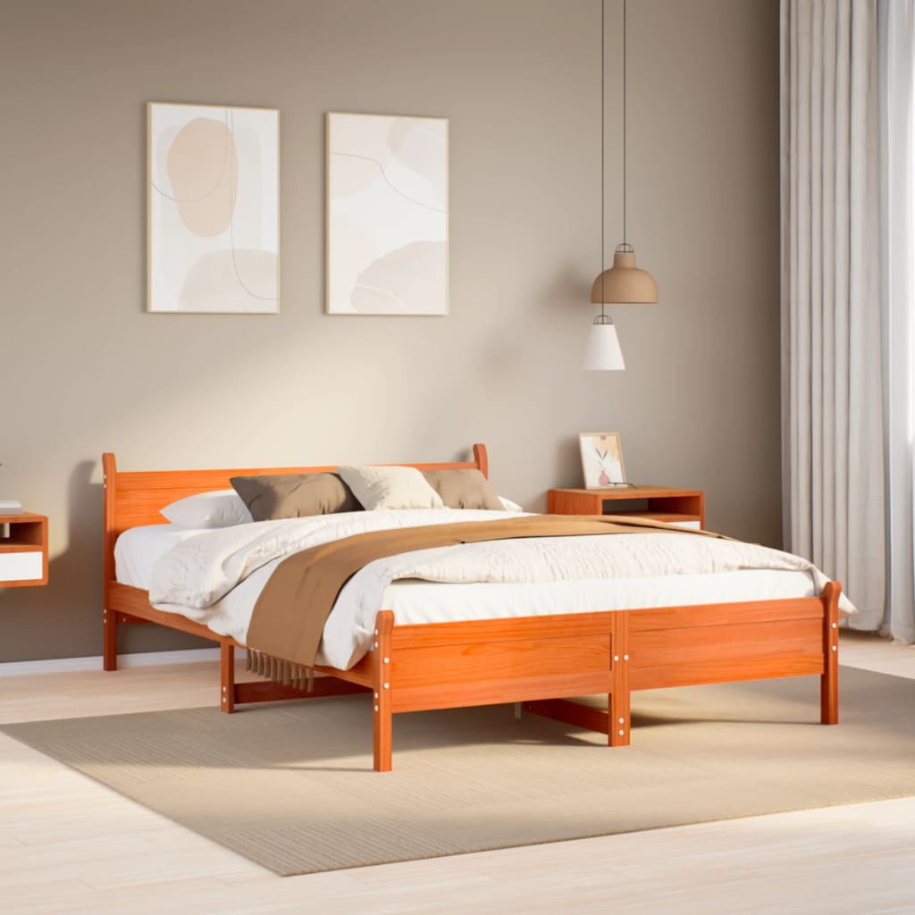 sengeramme uden madras 120x190 cm massivt fyrretræ gyldenbrun