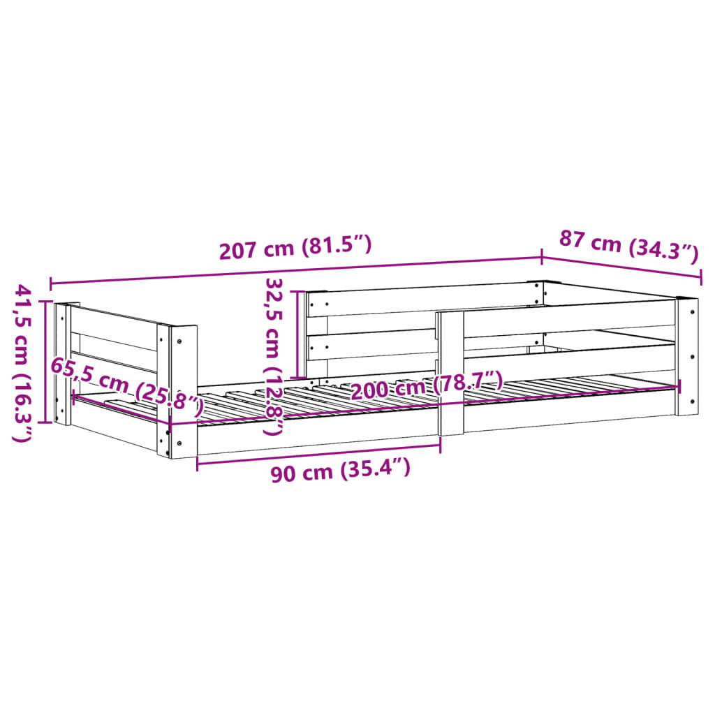 sengeramme uden madras 80x200 cm massivt fyrretræ gyldenbrun