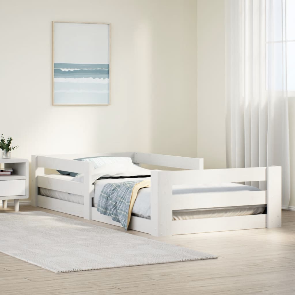 sengeramme uden madras 75x190 cm massivt fyrretræ hvid