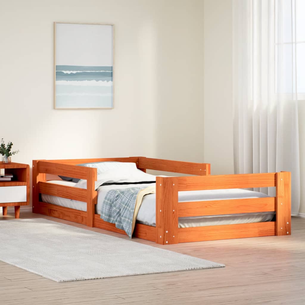 sengeramme uden madras 75x190 cm massivt fyrretræ gyldenbrun