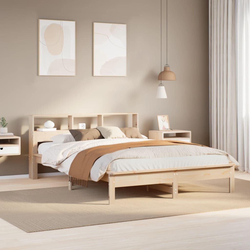seng med reol uden madras 120x190 cm massivt fyrretræ