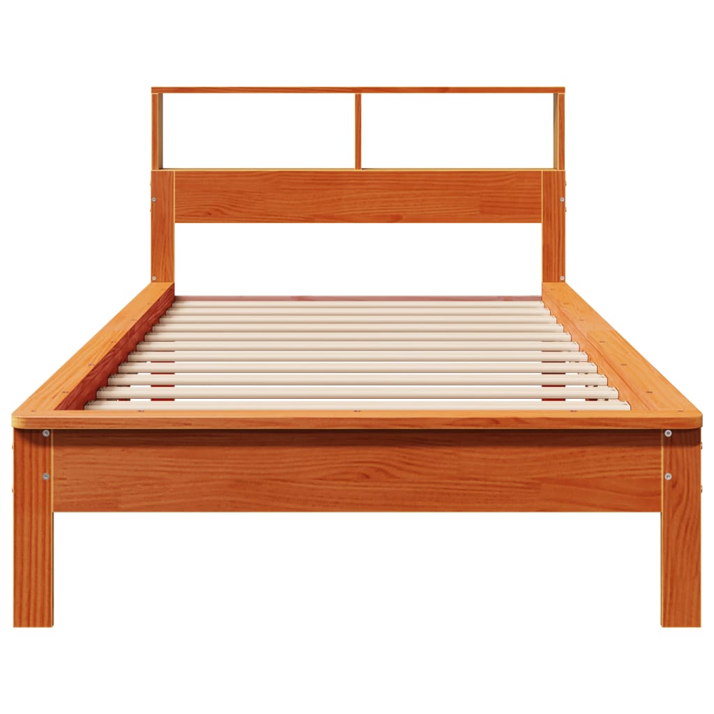 seng med reol uden madras 90x190 cm massivt fyrretræ gyldenbrun