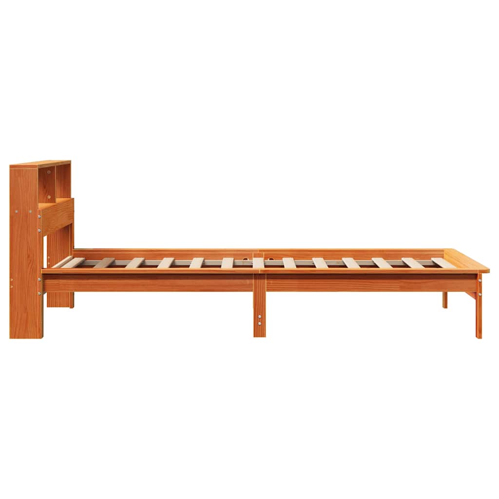 seng med reol uden madras 75x190 cm massivt fyrretræ gyldenbrun