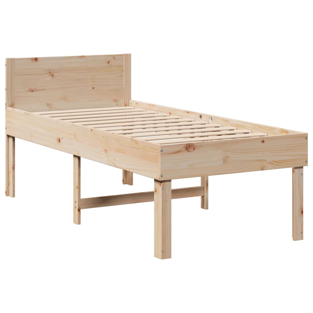 sengeramme uden madras 75x190 cm massivt fyrretræ
