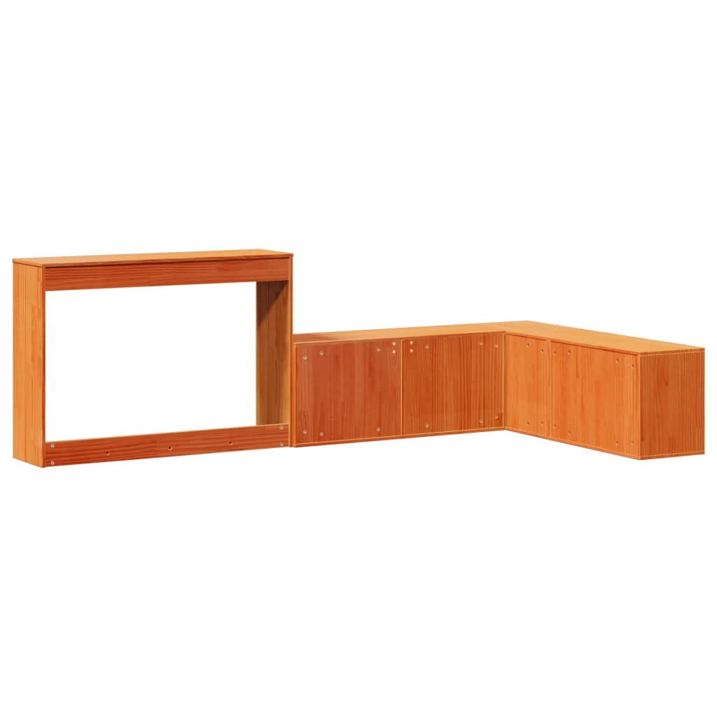 sengebord med skrivebord 222x122x75 cm massivt fyrretræ