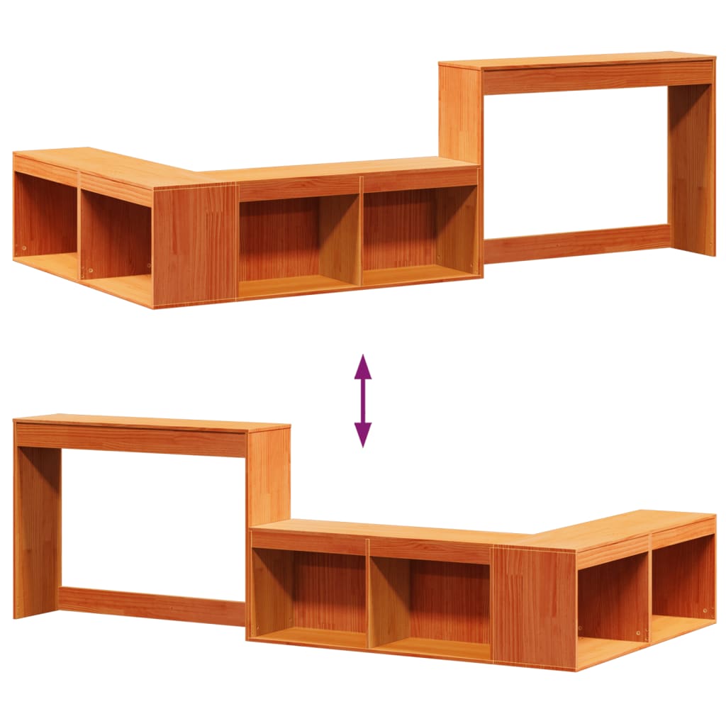 sengebord med skrivebord 232x112x75 cm massivt fyrretræ