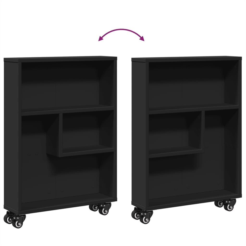 smal opbevaringsvogn 48x13x68 cm konstrueret træ sort
