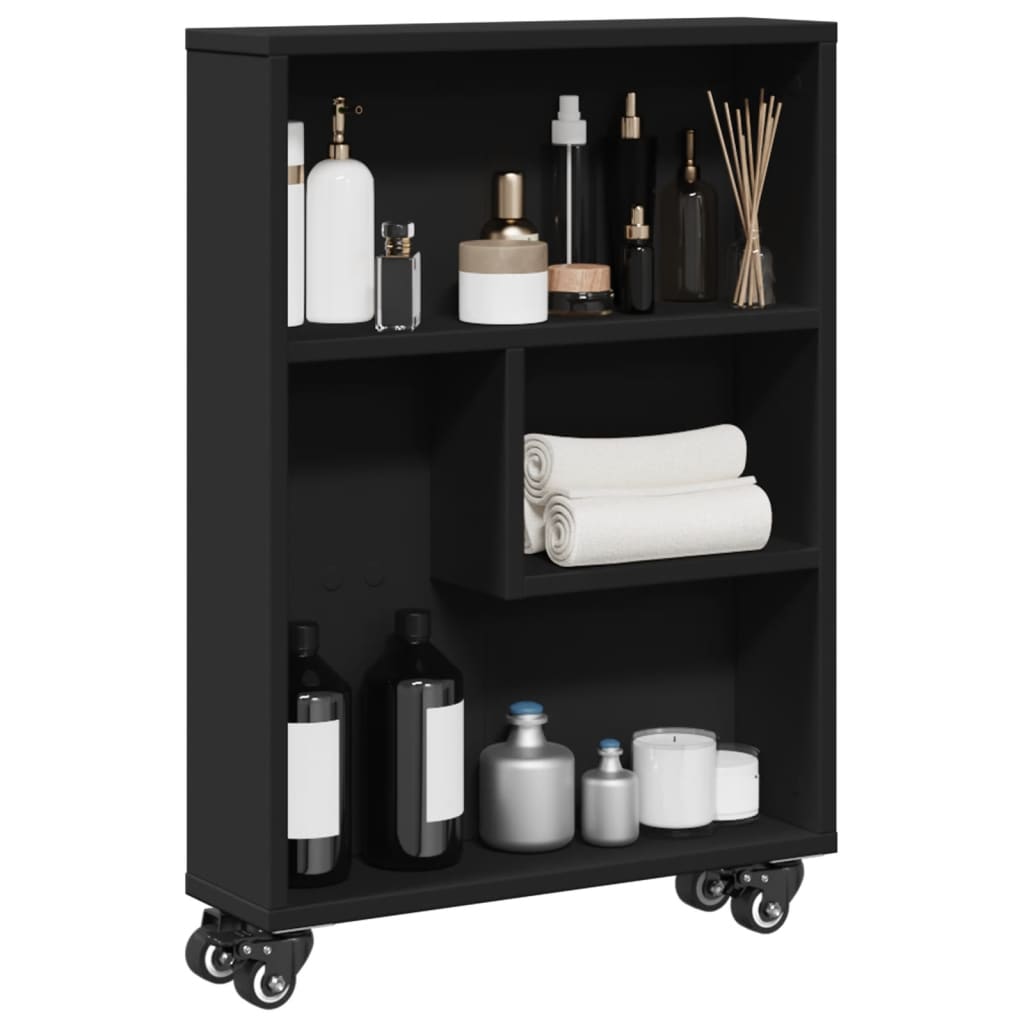smal opbevaringsvogn 48x13x68 cm konstrueret træ sort