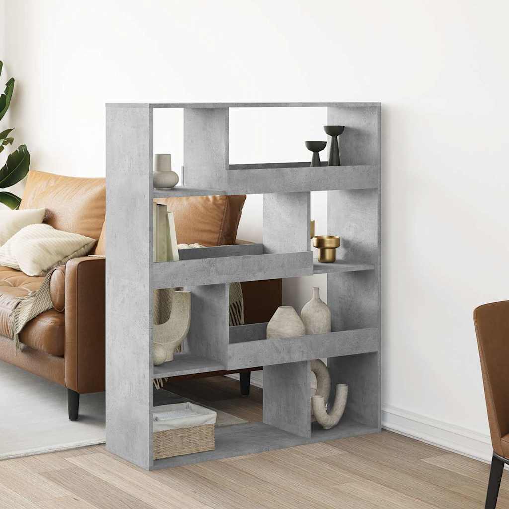 Bogreol 100 × 33 × 125,5 cm i konstrueret træ - betongrå rumdeler