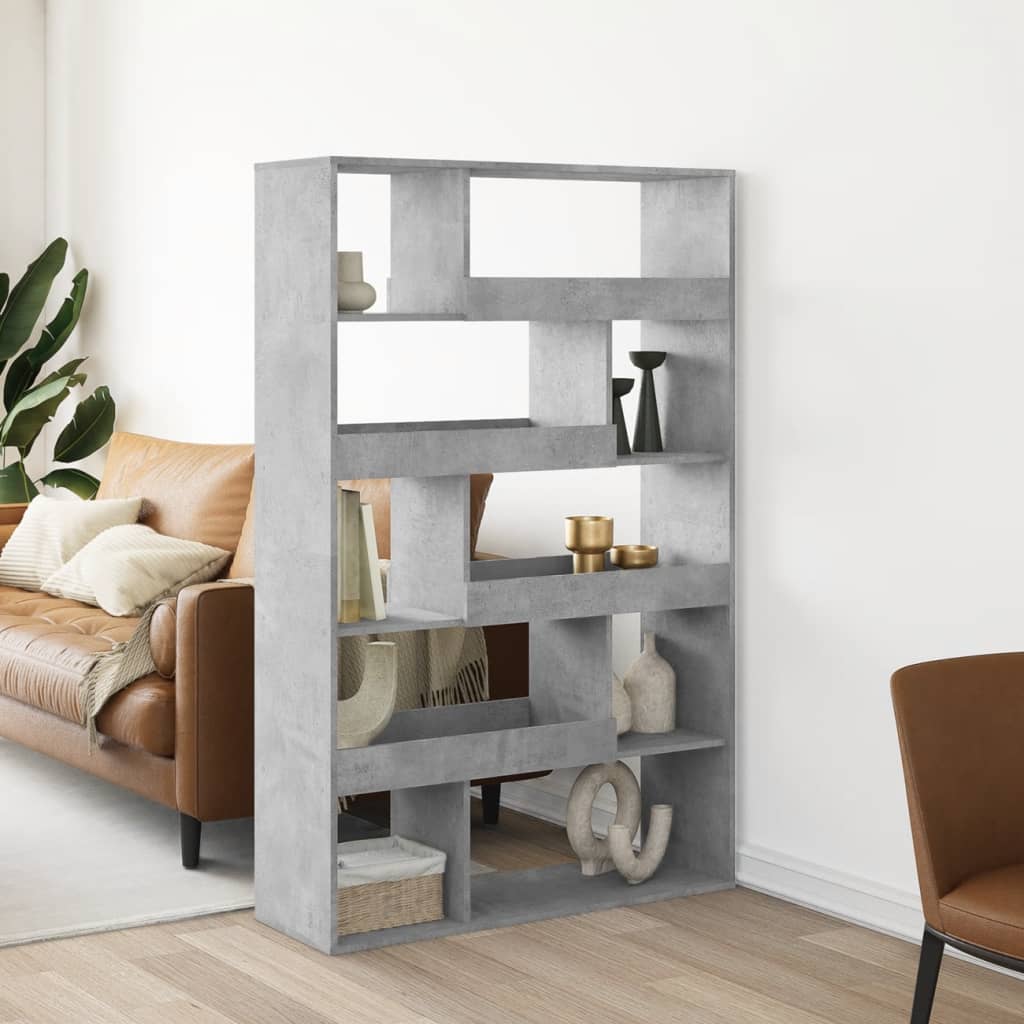 Bogreol/rumdeler i konstrueret træ - 100×33×156,5 cm, betongrå