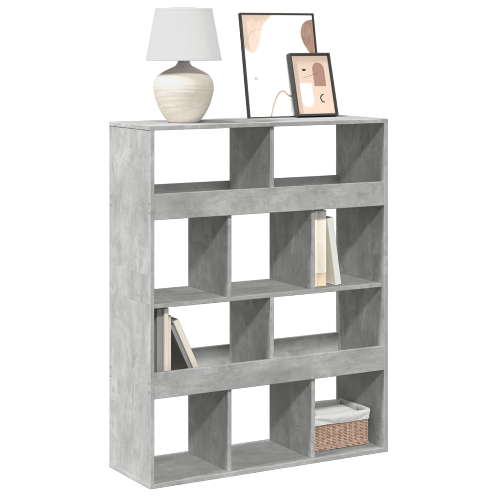 Bogreol/rumdeler i konstrueret træ - 100×33×125,5 cm, betongrå
