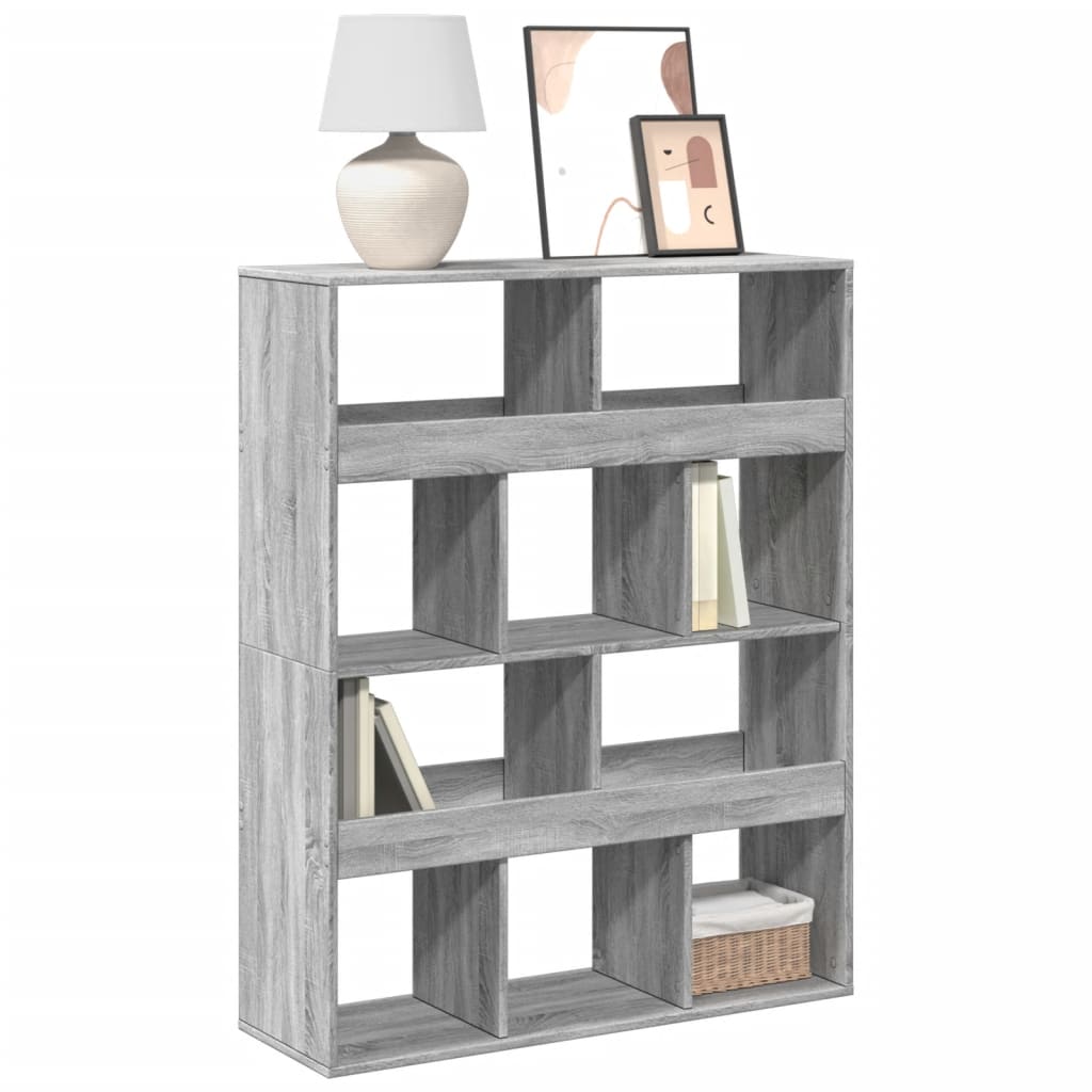 Bogreol/reolsystem 100×33×125,5 cm - grå sonoma-eg, 10 rum
