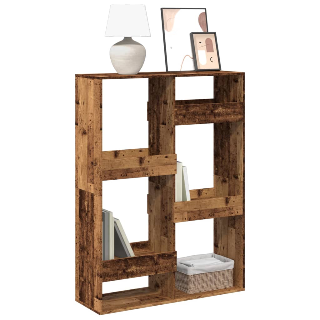 Bogreol/rumdeler 100×33×135 cm i konstrueret træ - antikt træ