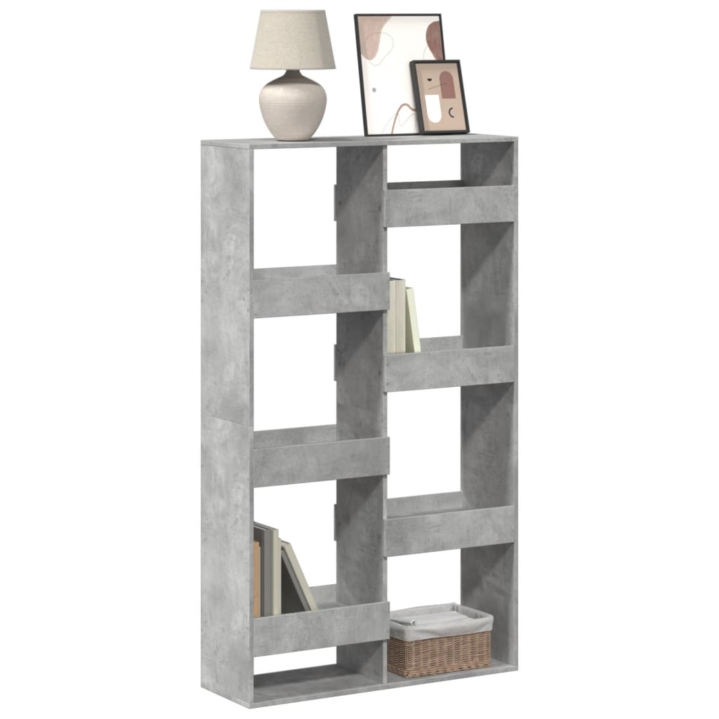 Bogreol/rumdeler 100×33×175 cm i konstrueret træ - betongrå